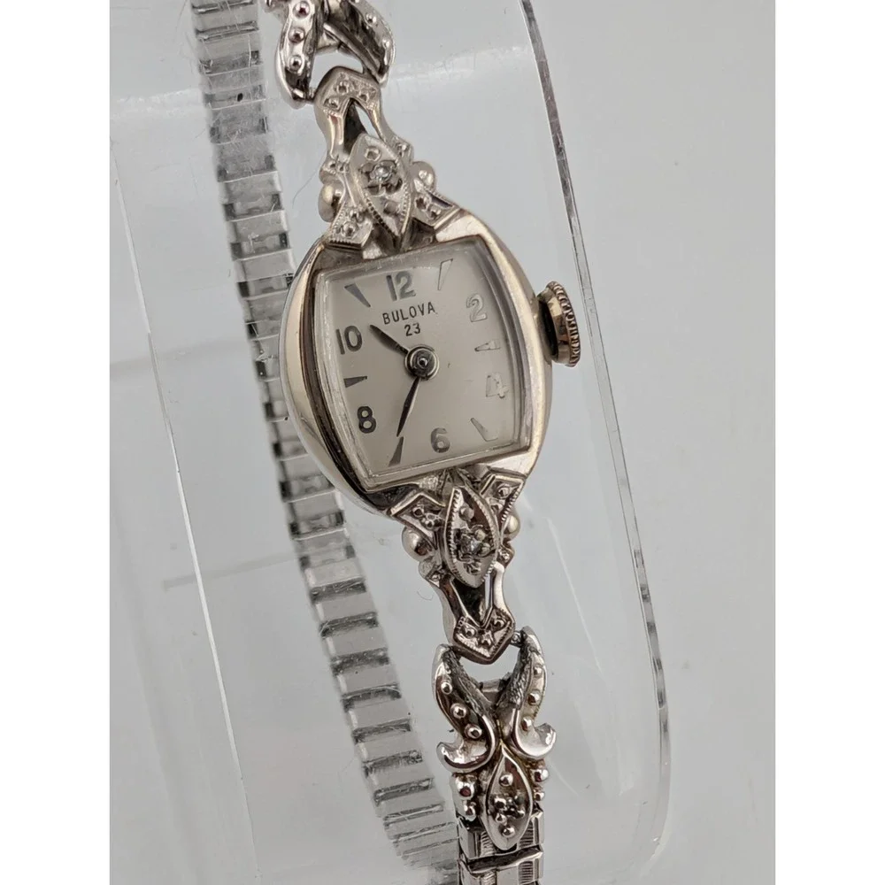 Vintage Bulova Ladies Mechanical Watch 10K RGP 23 Jewels w/ Diamonds- For Parts